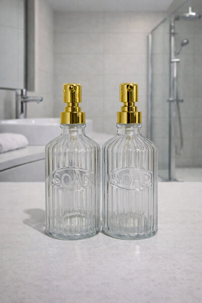MEYA PİNE Glass Liquid Soap Dispenser Set 500 ml 2 Pieces |   Modern Bathroom...