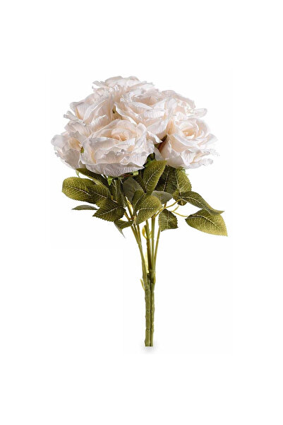 Decorer Buchet de trandafiri artificiali albi verzi 44 cm