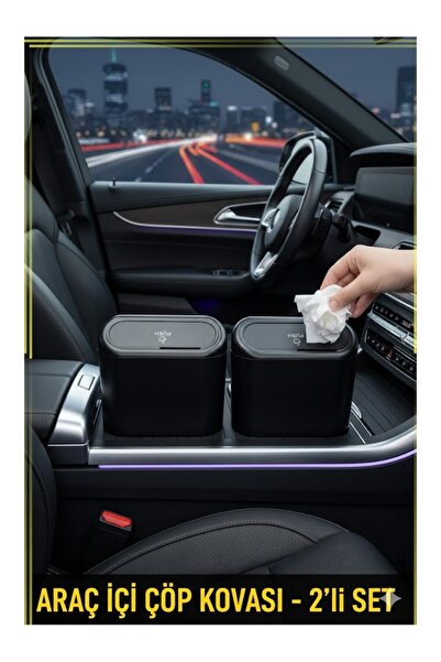 ASTRA LED 2Pcs Car Trash Can In-Car Portable Clamshell Organizer Garbage Can ...