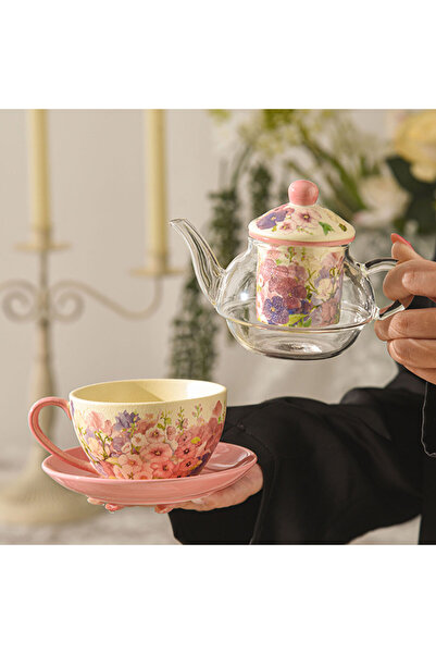 Generic Colorful Beige Mother & Child Heat Resistant Glass Teapot & Coffee Se...