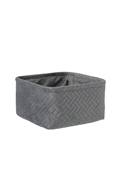 Bizzotto Averill gray textile storage basket 20x20x11 cm