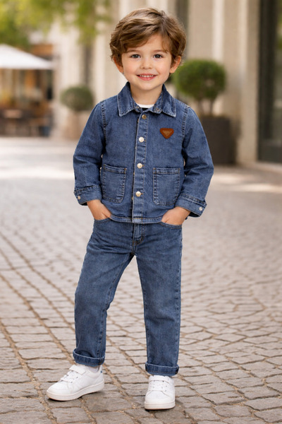 Ministil-bebeğinizin ilk stili Erkek Çocuk Kot Ceketli 3’lü Takım Jean Ceket ...