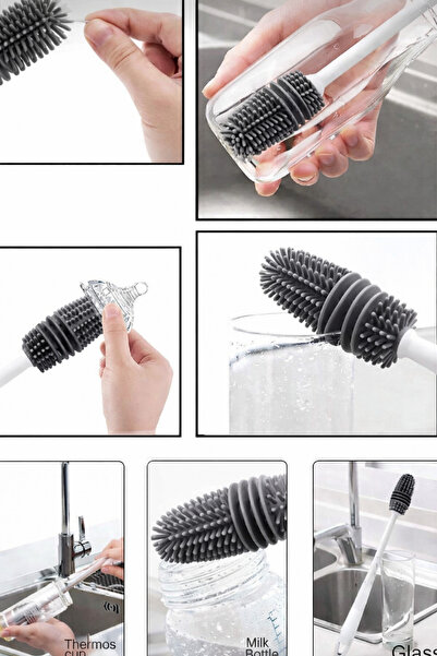 Layla Copper Biberon Fırçası Döner Fonksiyonlu Biberon Fırçası Temizlik Fırça...