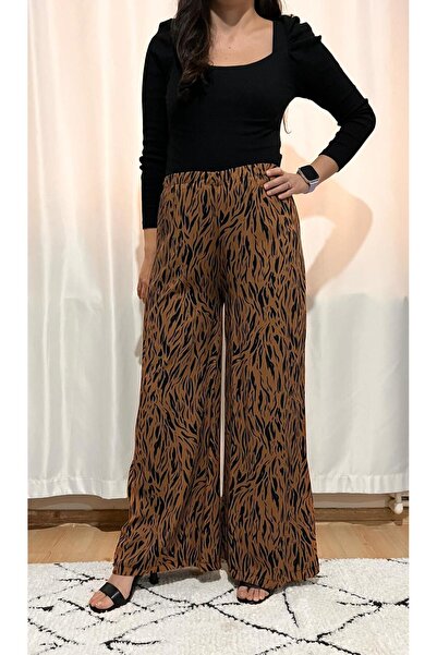 520CK Women's Cotton Palazzo Trousers with Elastic Waist