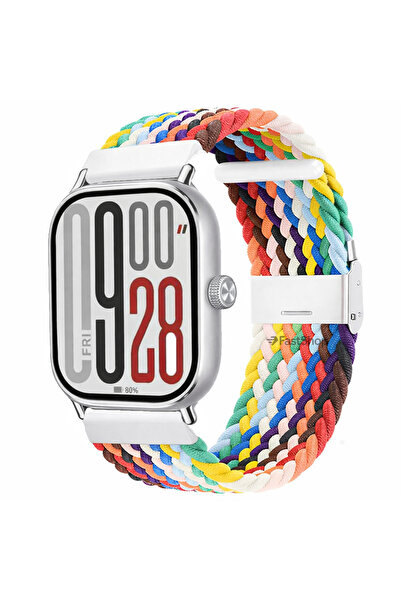 MMP SHOP Redmi Watch 4 / 5 / 6 Uyumlu Metal Clips Kumaş Örgü Akıllı Saat Kordon