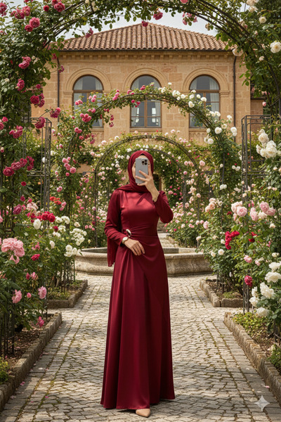 bellura Beli Drapeli Saten Elbise