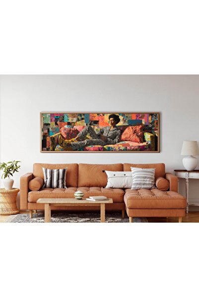 woodhomeworks Tek Parça Gerçek Ahşap Yatay Panorama Çerçeveli Tablo rahat adam