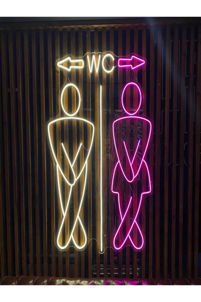 Extremmotif WC Neon Led Tabela Kadın Erkek tuvalet Tabela