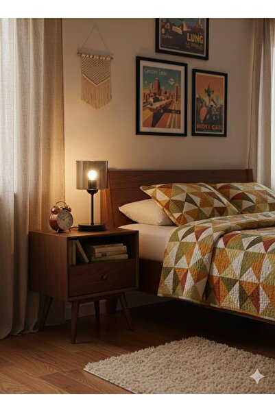 BİAVİZE Smoked Glass Headed Chrome Lamp Shade