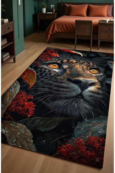 SSC Dekor Leopar Desenli Halı - Yıkanabilir Kaymaz Taban Mutfak, Salon, Oda H...