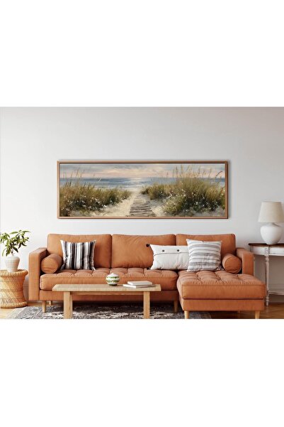 woodhomeworks Tek Parça Gerçek Ahşap Yatay Panorama Çerçeveli Tablo deniz yolu