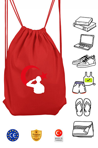 Omotasarım حقيبة ظهر رياضية حمراء للجنسين من ترك سولفير مزودة برباط