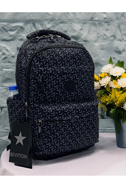 Bevitton Water Resistant Fabric School Bag Unisex School Backpack 20289 Black