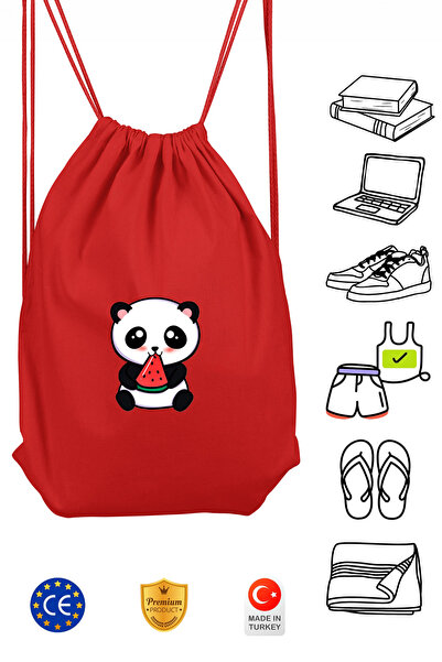 Omotasarım حقيبة ظهر رياضية حمراء صغيرة للجنسين من ميني باندا مع رباط