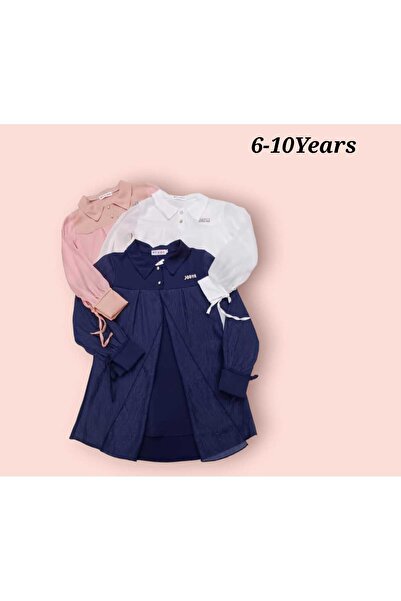 GENERAL Girls' long-sleeved dress with a V-neck and lining, sizes 6-10 years ...