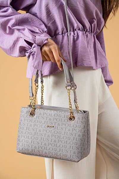 Just Polo Women's Gray Hand and Shoulder Bag