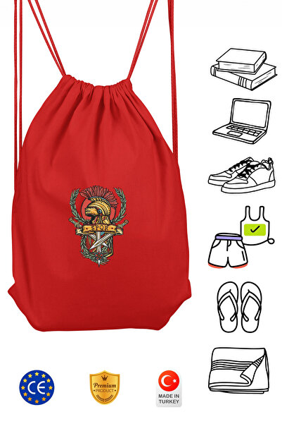 Omotasarım حقيبة ظهر رياضية حمراء للجنسين من روما سولفير مع رباط