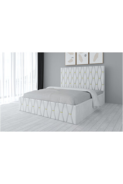 MobilaStefan Pat tapițat Oscar alb și fără saltea 140 x 200