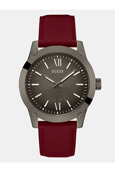 Guess Suede leather analogue watch