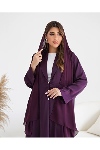 lune Luxury purple abaya with color matching scarf
