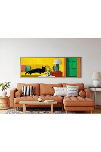 woodhomeworks Tek Parça Gerçek Ahşap Yatay Panorama Çerçeveli Tablo uzanan si...