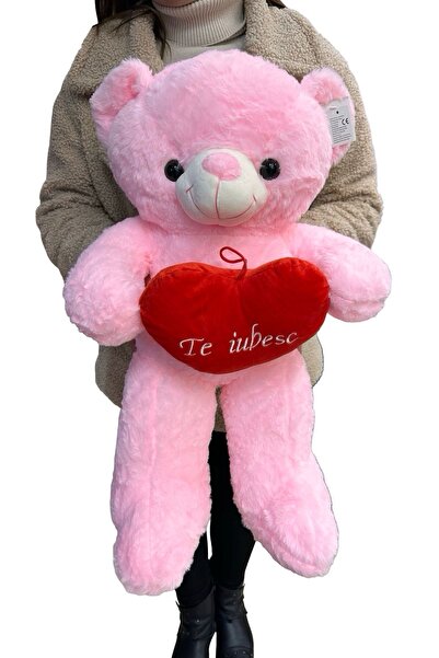 JPT Ursuleț de pluș roz gigant cu inimă „Te iubesc” 60 cm