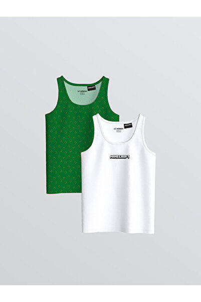 LC Waikiki Zelena Minecraft Štampano majica za dečake, 2 komada (S6)