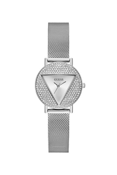Guess Silver Tone Quartz Analog Mesh Watch
