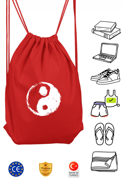 Omotasarım حقيبة ظهر رياضية حمراء للجنسين من يين يانغ مع رباط