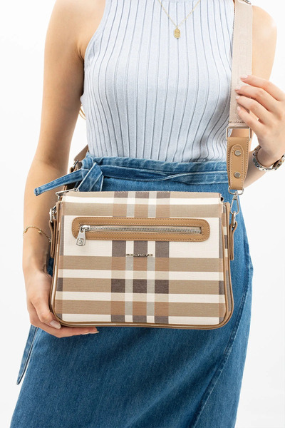 Just Polo حقيبة يد وكتف نسائية منقوشة مناسبة للمجموعات اليومية 6011MH