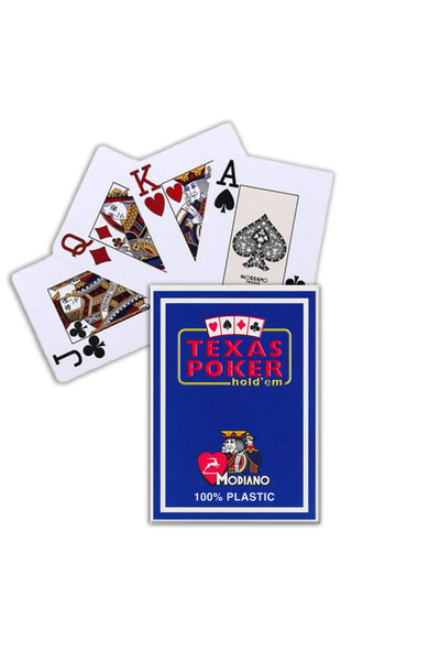 Modiano Κάρτες Texas Poker Holdem Jumbo Index Blue 100% Πλαστικό