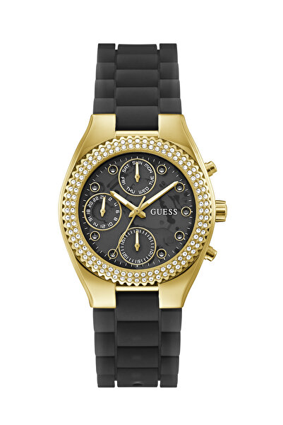Guess Ladies Black Gold Tone Multi-function Watch