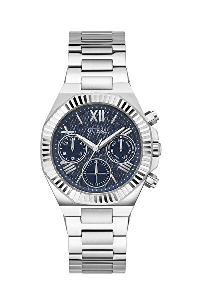 Guess ساعة نسائية متعددة الوظائف بلون فضي