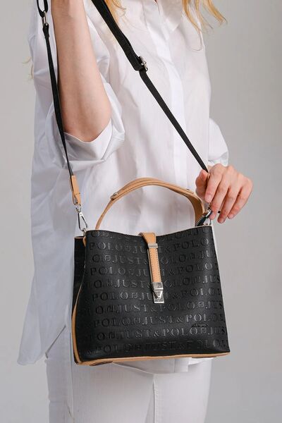 Just Polo حقيبة كتف ويد نسائية مطبوعة بنقوش بارزة مناسبة للمجموعات اليومية