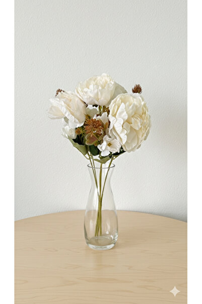 Miha Deco Floare de lotus cu capete multiple Ecru 42 cm Floare de mireasă