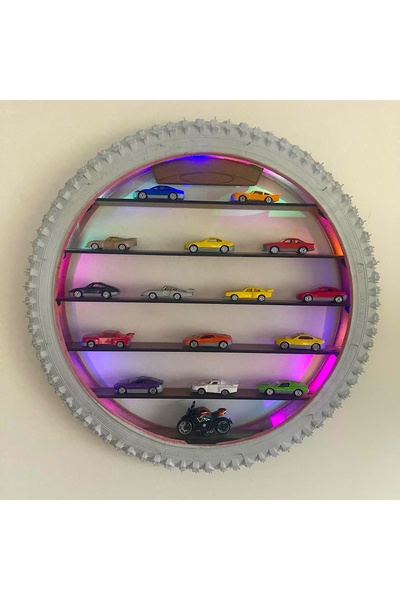 Home RENKLİ TEKERLEK DUVAR RAFI _ OYUNCAK HOBİ KOLEKSİYON _LED IŞIKLI RAF BEYAZ