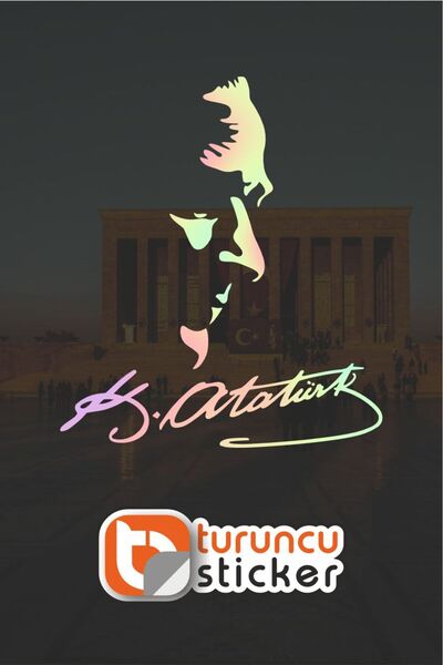 Turuncu Sticker ملصق الأديق جازي مصطفى كمال أتاتورك 20x23 سم - السيارة - المح...