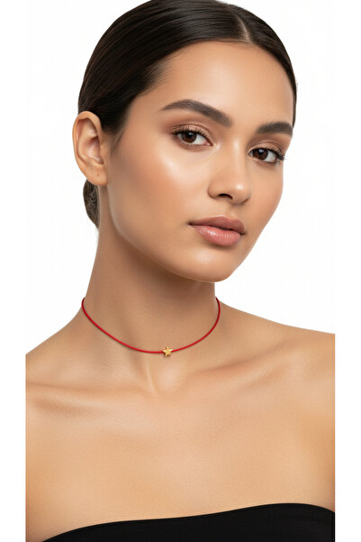 LUCKY ACCESSORIES Minimal Adjustable Necklace with Red String and Lucky Star ...