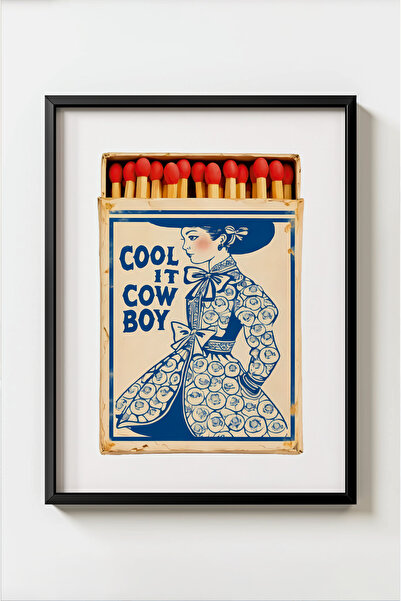 MIOVI WORKS Cool, cowboy! |   Poster vintage cu femeie cowboy în cadru negru,...