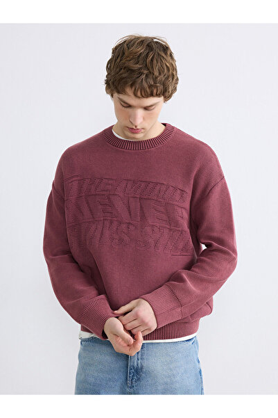 LC Waikiki Peak New Season Crew Neck Embossed Men's Knitwear Sweater