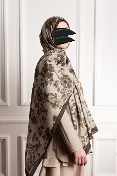Lemaye Amber Buğusu Desenli Soft Şal - Haki