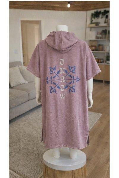 Asva Home Unisex Hooded Towel Poncho – Dried Rose – Beach & Bath Poncho - Defoludur