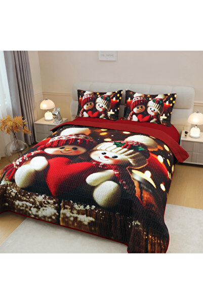 FIONNA.RO 3 Piece 5D Christmas Pattern Quilt - Snowmen in Love