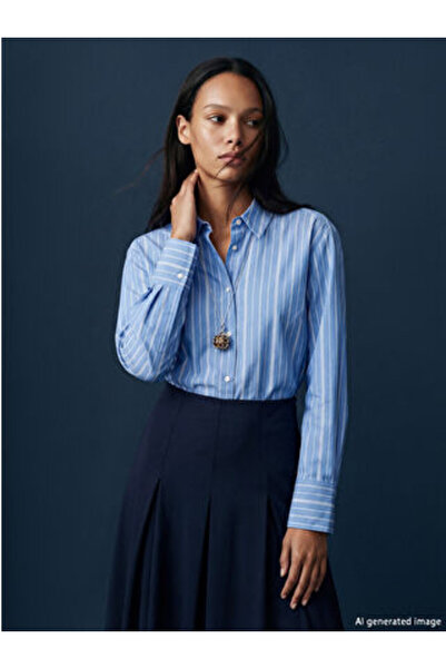 LC Waikiki M1 Sezon Blue Striped Women's Shirt