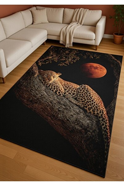 SSC Dekor Leopar Desenli Halı - Yıkanabilir Kaymaz Taban Mutfak, Salon, Oda H...