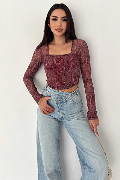 AL&SA GİYİM TÜL KARE YAKA BLUZ