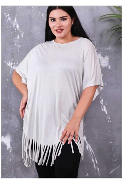 LAVRE Tasseled Detail Women's Blouse Viscose Fabric Oversize Tunic