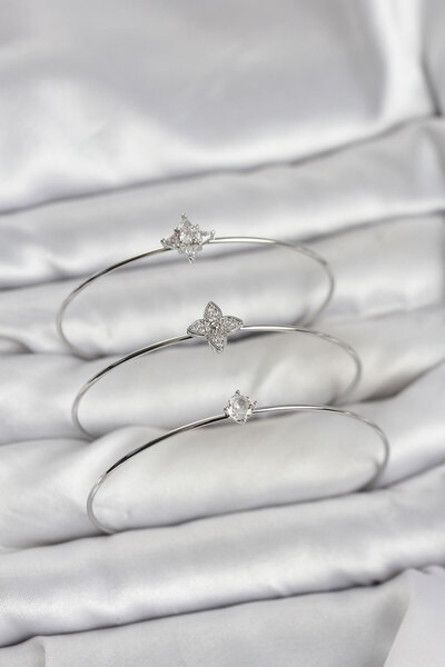 Leyaton Lwlhmrs-Ieg Ieg ™   Zircon Stone Silver Color Clover Model 3-Piece Wo...