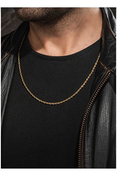 vogutima Erkek Kadın Çelik Kolye - 2mm Halat Burma Paslanmaz Çelik • Işıklı K...