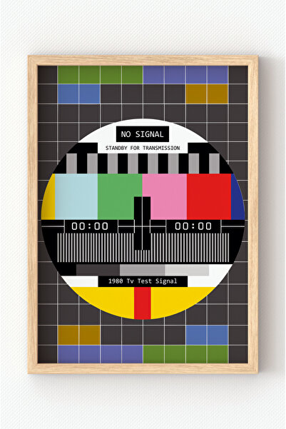 MIOVI WORKS No Signal | Çerçeveli Retro TV Test Sinyali Vintage Modern Poster...